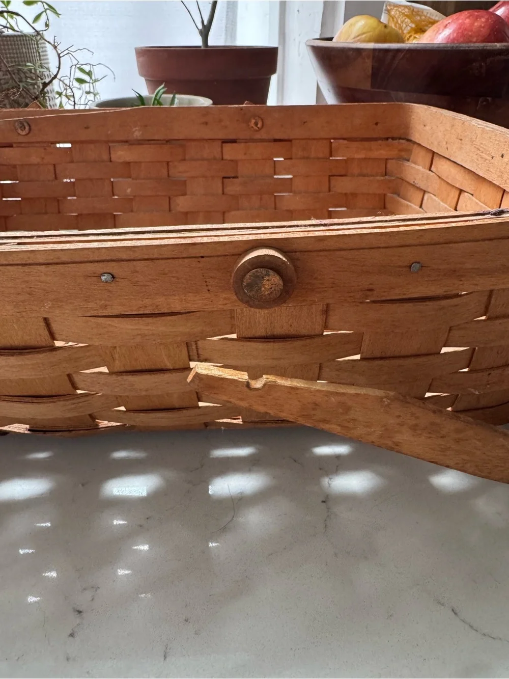 Vintage 90s Longaberger Rectangular Woven Basket with Handles
